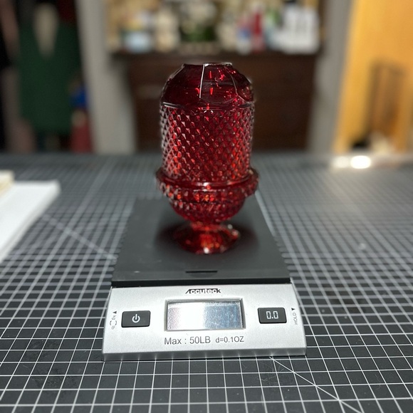 Viking Glass Ruby Red/Amberina Diamond Point Fairy Lamp Light Candle Displays - Picture 2 of 9